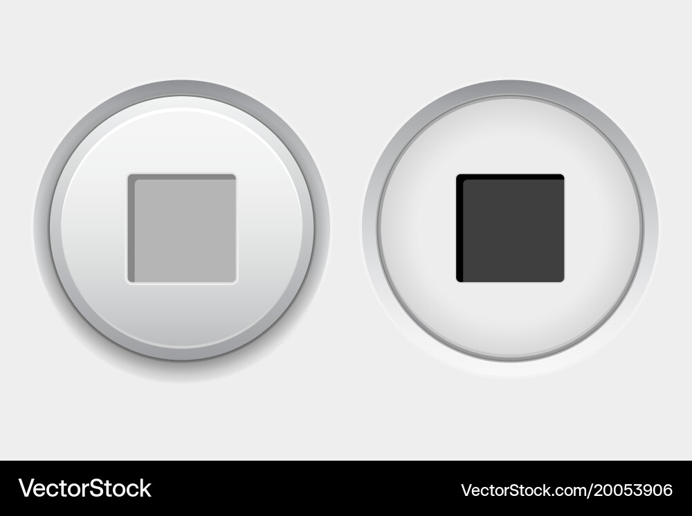Stop round white interface buttons normal vector image