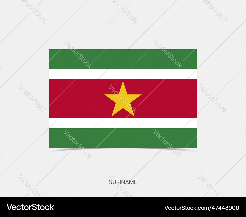 Suriname rectangle flag icon with shadow vector image
