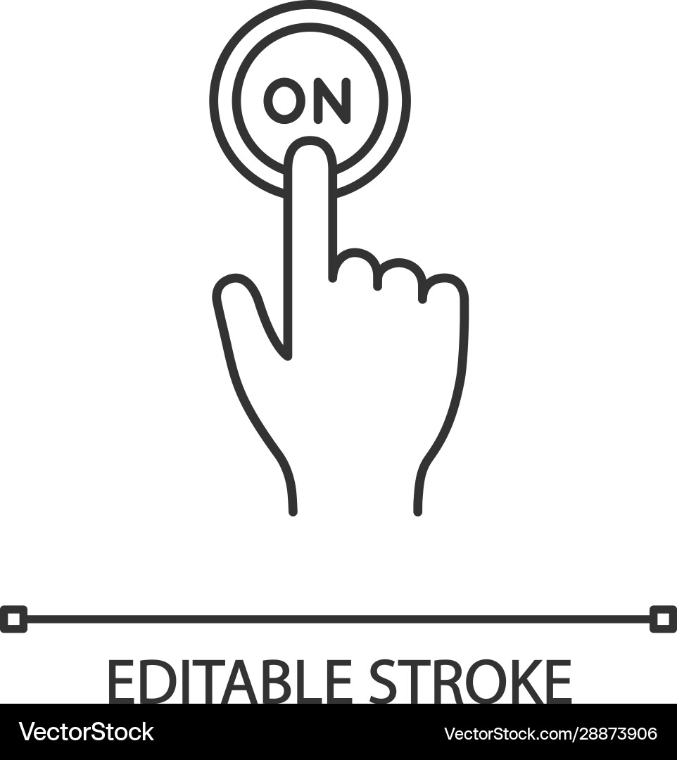 Turn on button click linear icon Turn on button click linear icon vector image