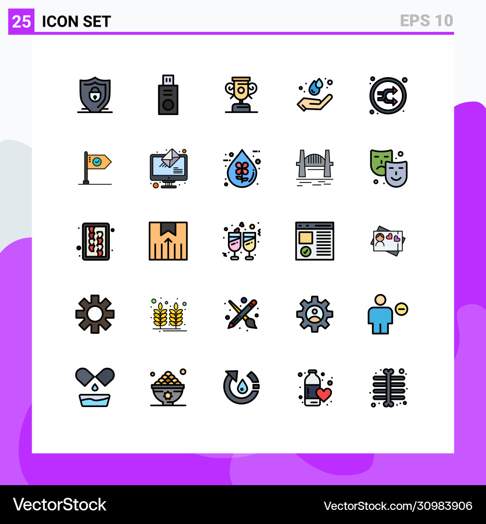 User interface pack 25 basic filled line flat Vector Image