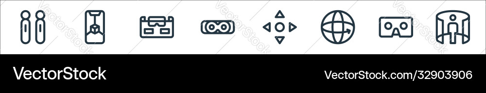 Virtual reality line icons linear set quality Virtual reality line icons linear set quality vector image