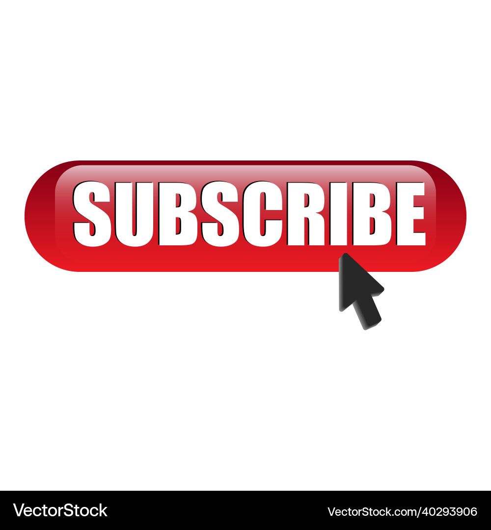 Youtube red subscribe button with black cursor Youtube red subscribe button with black cursor vector image