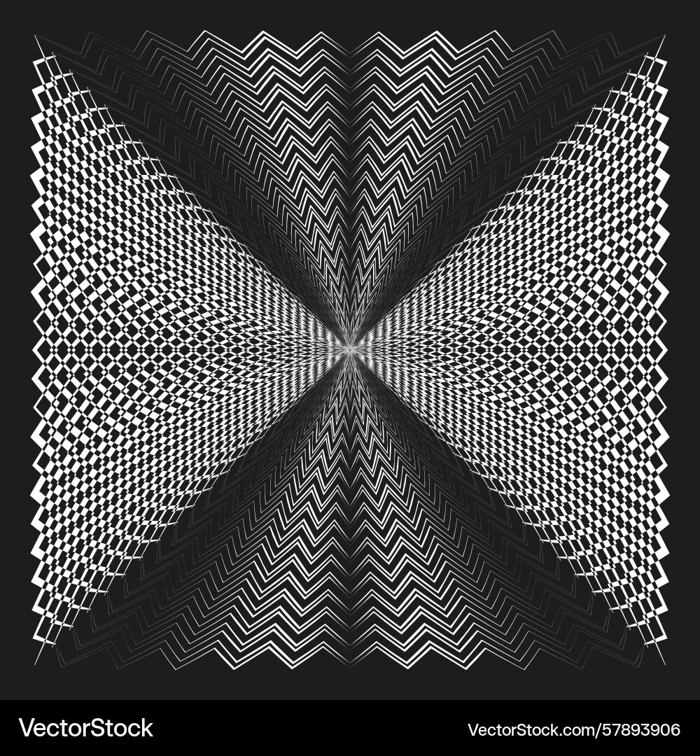 Zigzag radial pattern distorted line explosion Zigzag radial pattern distorted line explosion vector image