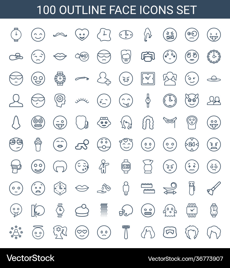 100 face icons Royalty Free Vector Image - VectorStock