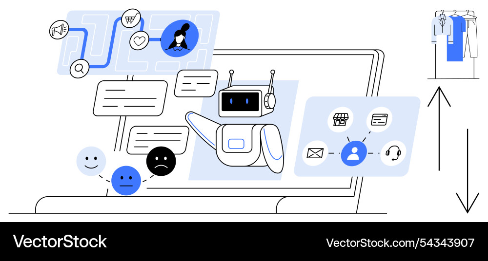 Ai chatbot interacting with users through a laptop Ai chatbot interacting with users through a laptop vector image
