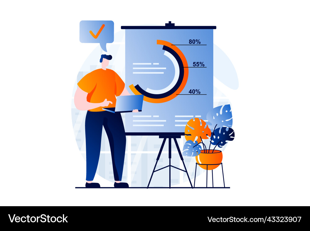 Data analysis concept with people scene in flat Data analysis concept with people scene in flat Vector Image