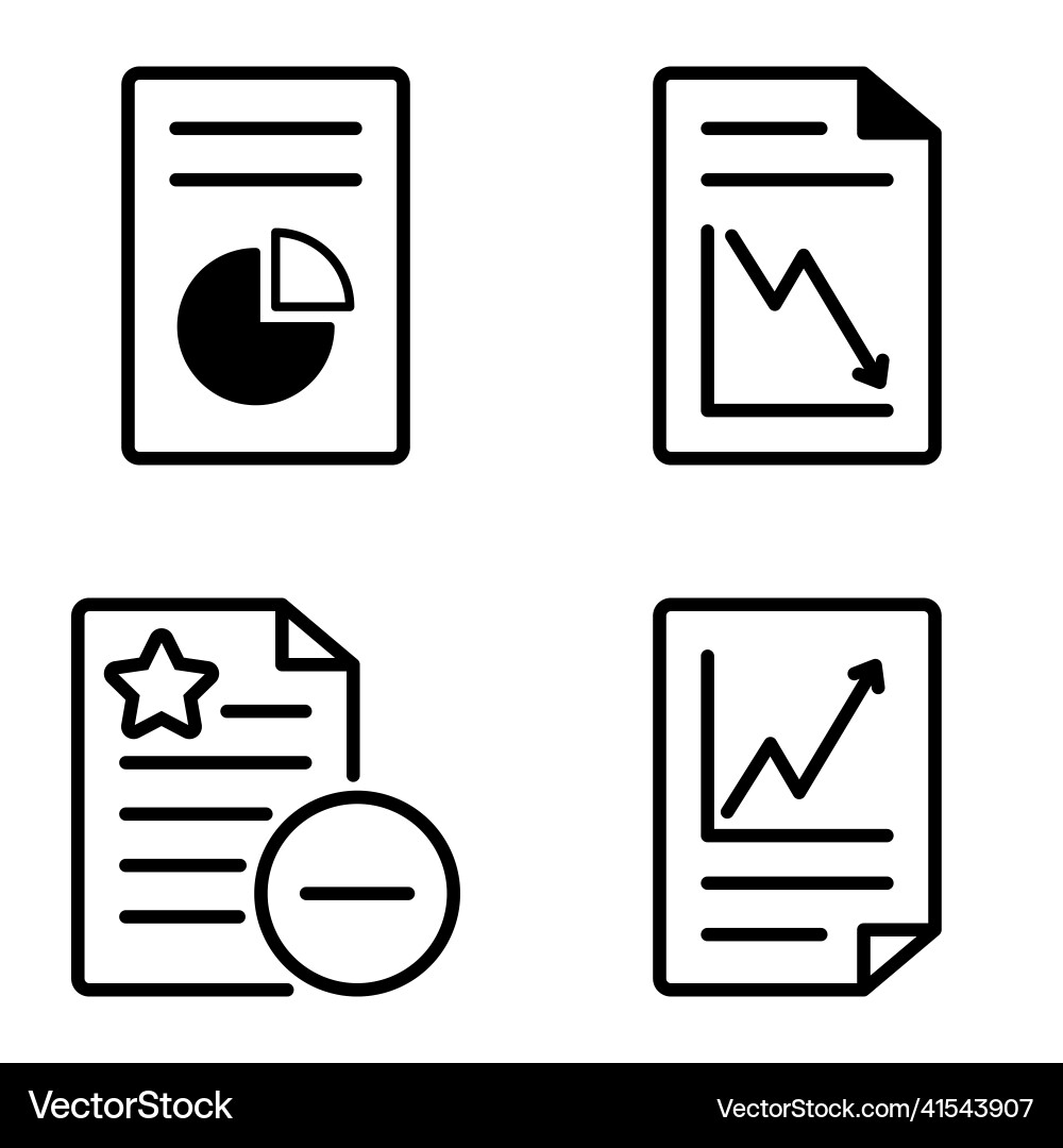 Docs1-2 flat icon set isolated on white background Vector Image