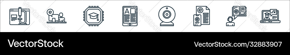 Elearning line icons linear set quality Elearning line icons linear set quality vector image
