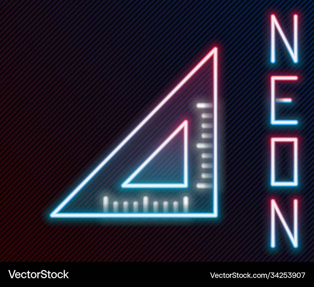Glowing neon line triangular ruler icon isolated Glowing neon line triangular ruler icon isolated vector image