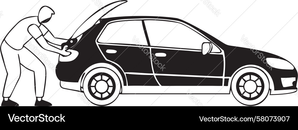 Man Loading Trunk - Travel Prep Vector Image
