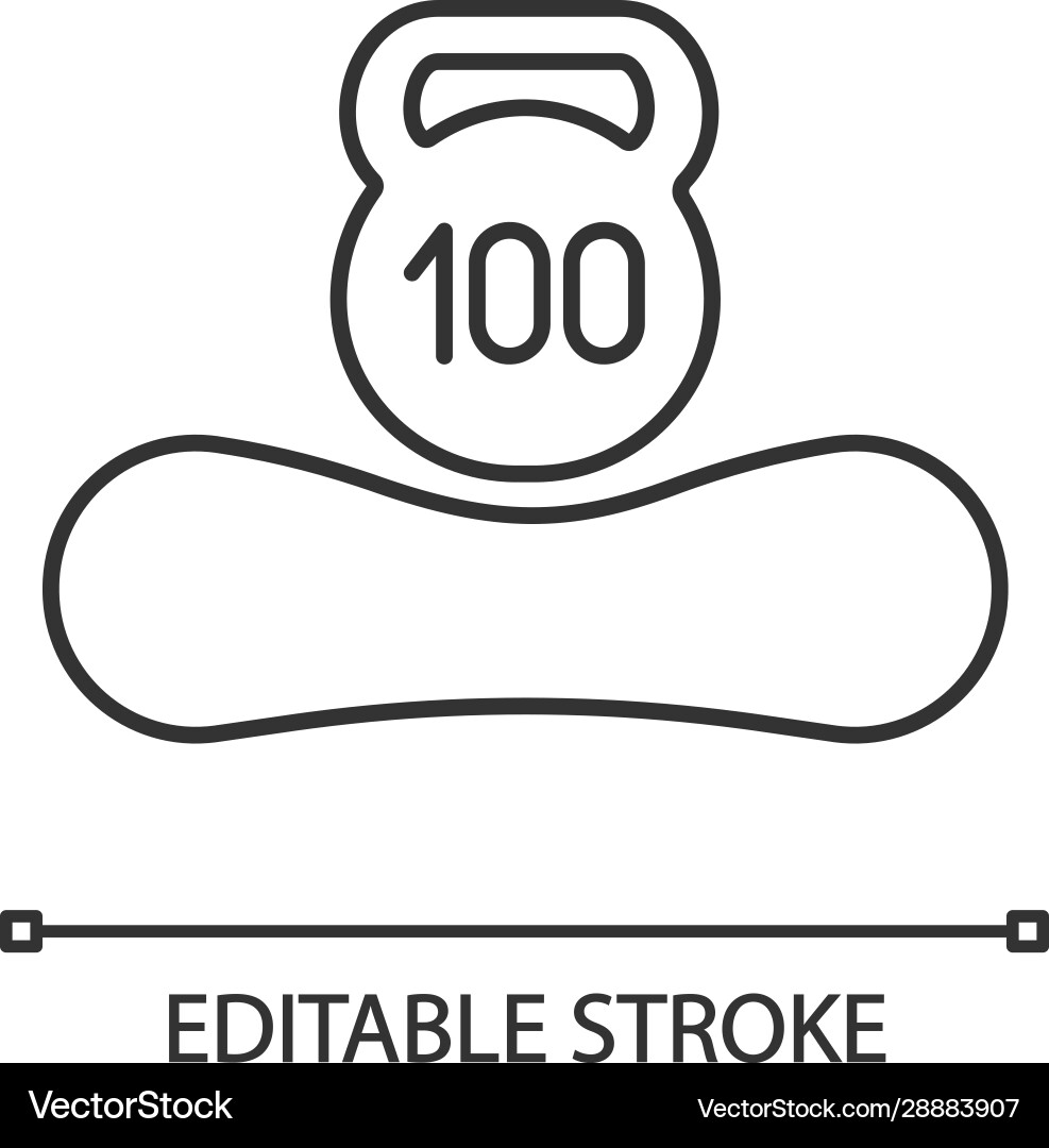 Maximum weight limit up to 100 kg linear icon Maximum weight limit up to 100 kg linear icon vector image