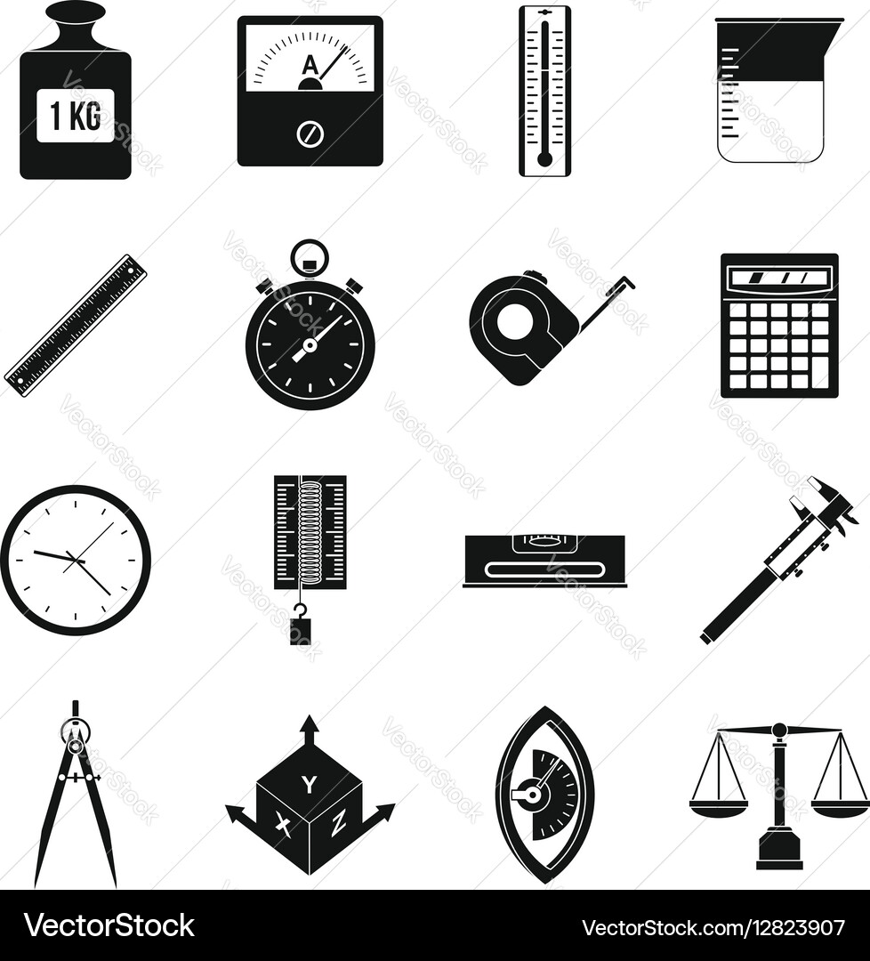 Measure precision icons set simple style Vector Image