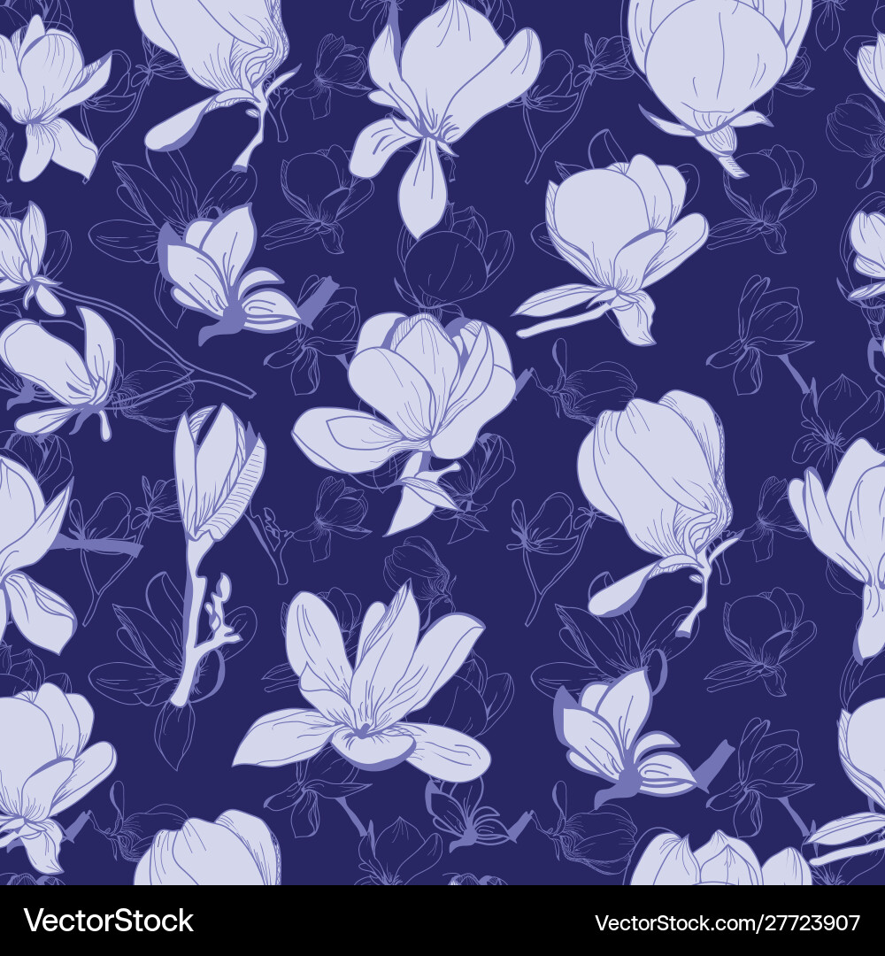Pattern hand drawn collection magnolia flowers Pattern hand drawn collection magnolia flowers vector image