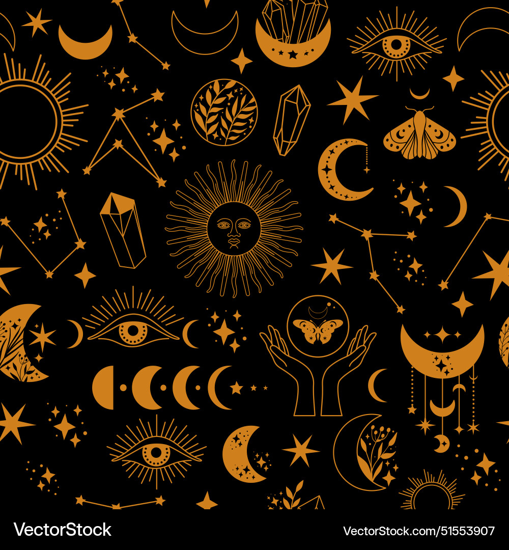 Seamless space pattern on a black background boho Seamless space pattern on a black background boho vector image