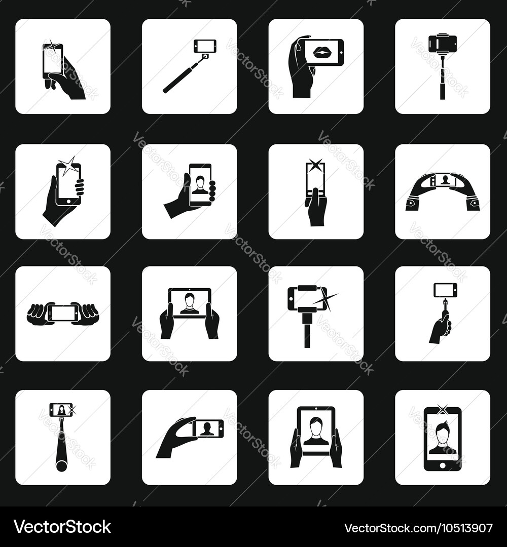 Selfie icons set simple style Vector Image