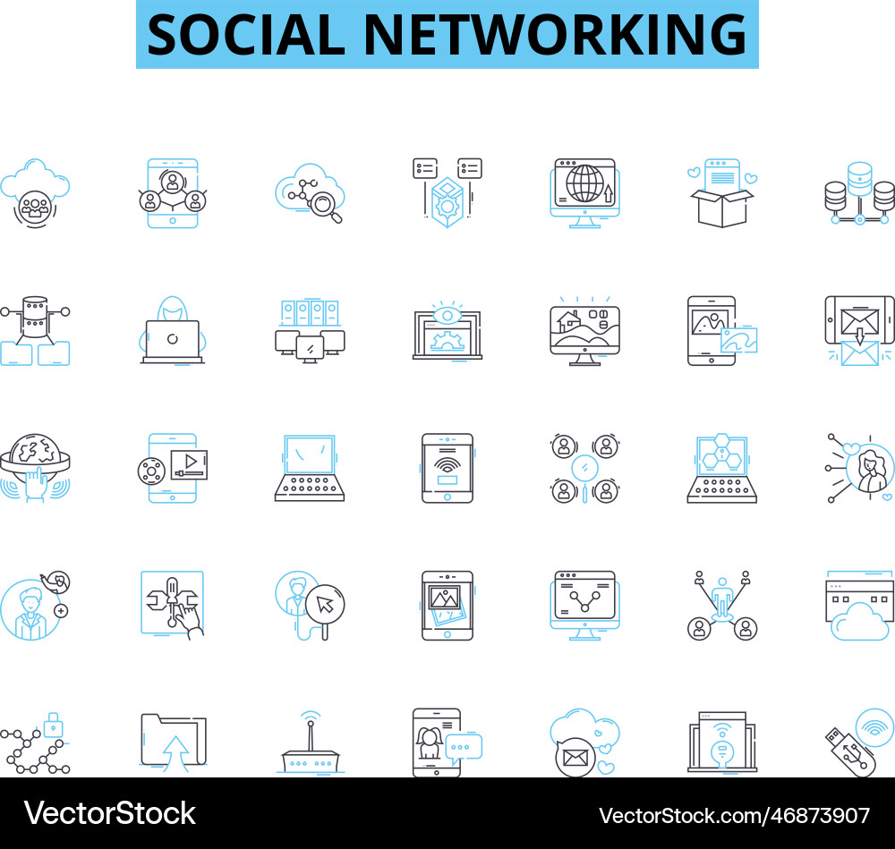 Social networking linear icons set connection Social networking linear icons set connection vector image