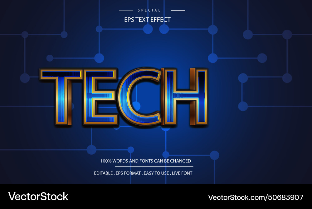 Tech text effect editable hacker and security Tech text effect editable hacker and security vector image