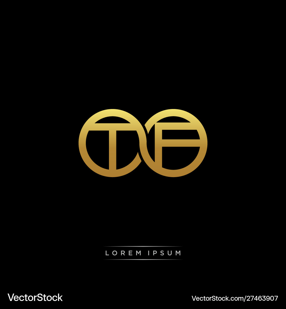 Tf initial letter linked circle capital monogram Tf initial letter linked circle capital monogram vector image