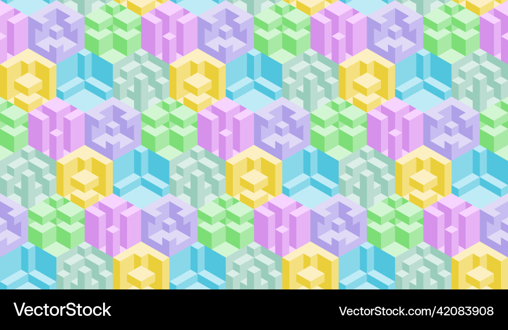 Abstract colorful 3d geometric seamless pattern vector image