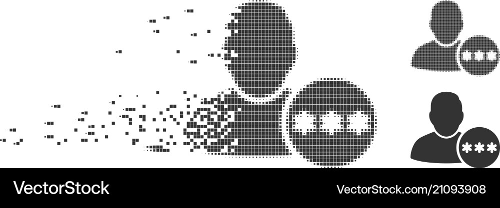 Disappearing pixel halftone user hidden password Disappearing pixel halftone user hidden password vector image