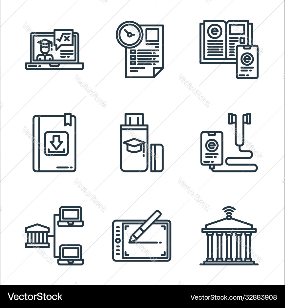 Elearning line icons linear set quality Elearning line icons linear set quality vector image