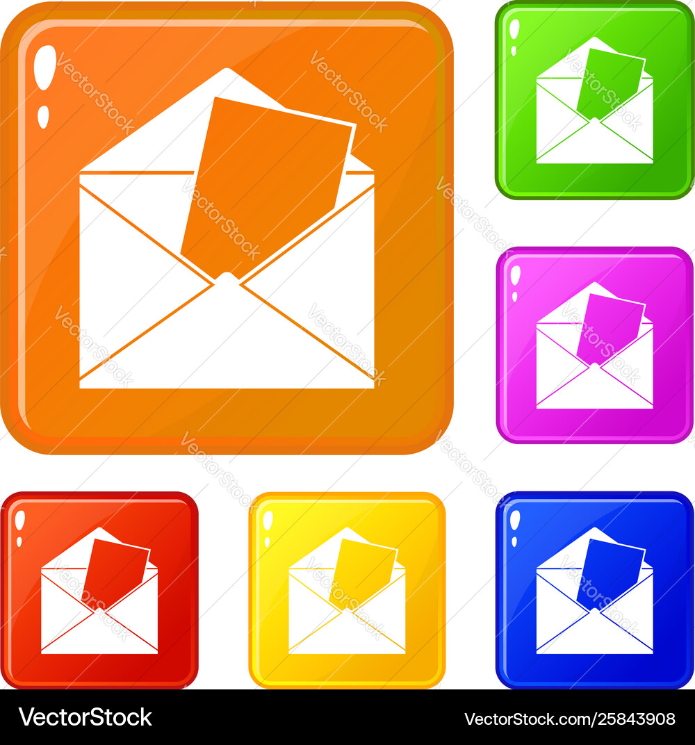 Envelope icons set color Envelope icons set color vector image