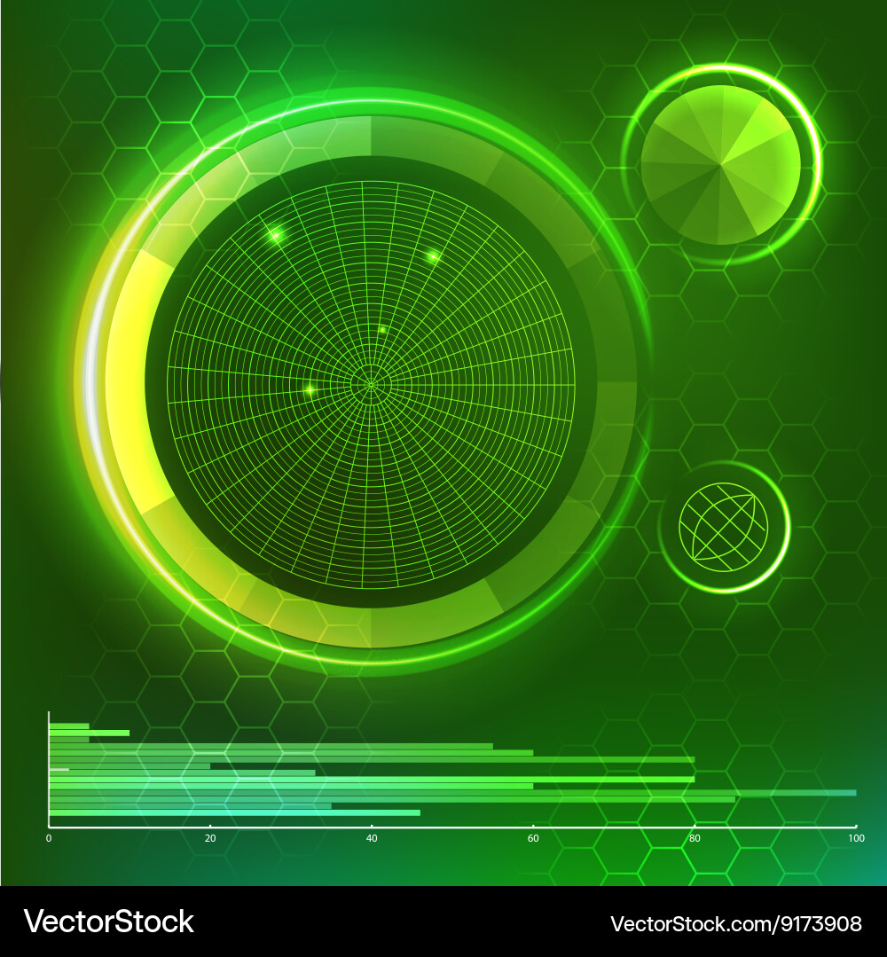 Futuristic user interface green hud elements set vector image