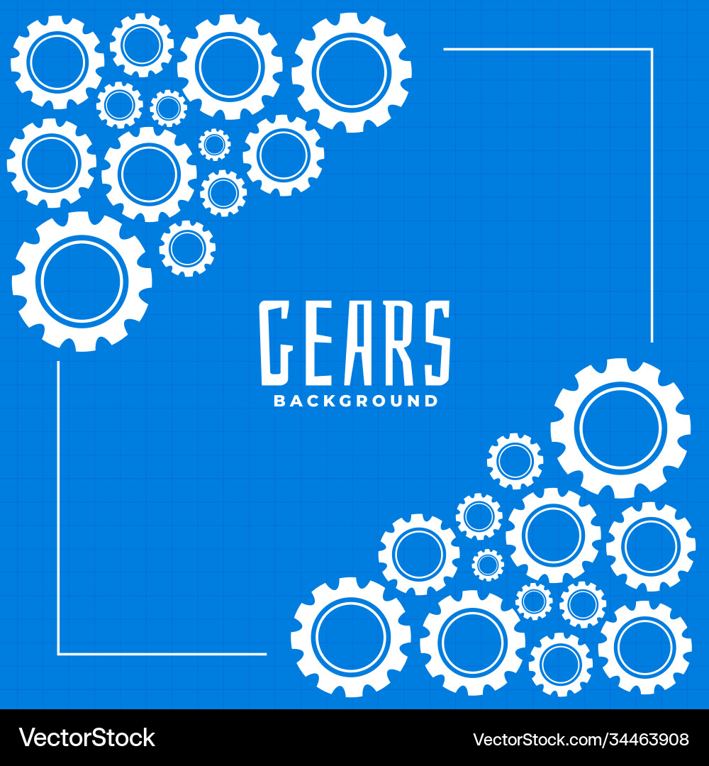 Gears and cog on blue print background design Vector Image