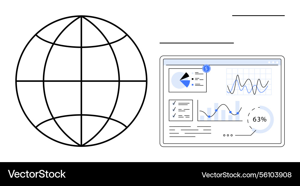 Global data analysis with interactive charts vector image