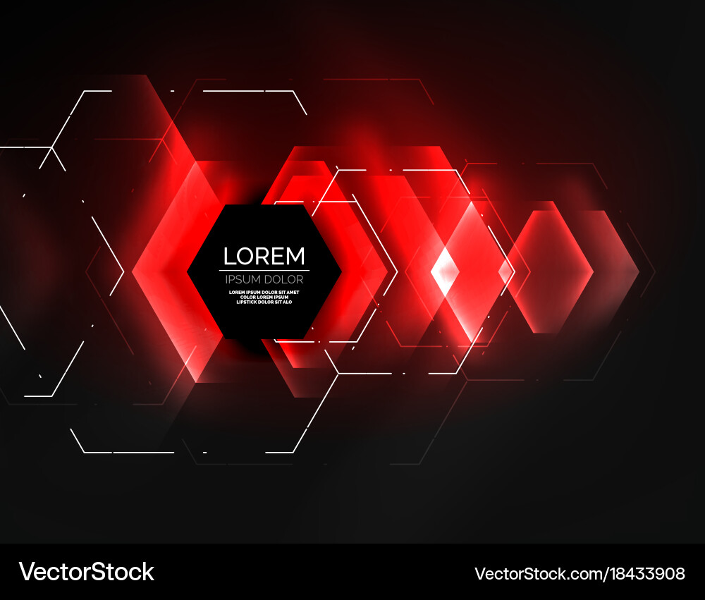 Glow Tech Hexagon Abstract vector image