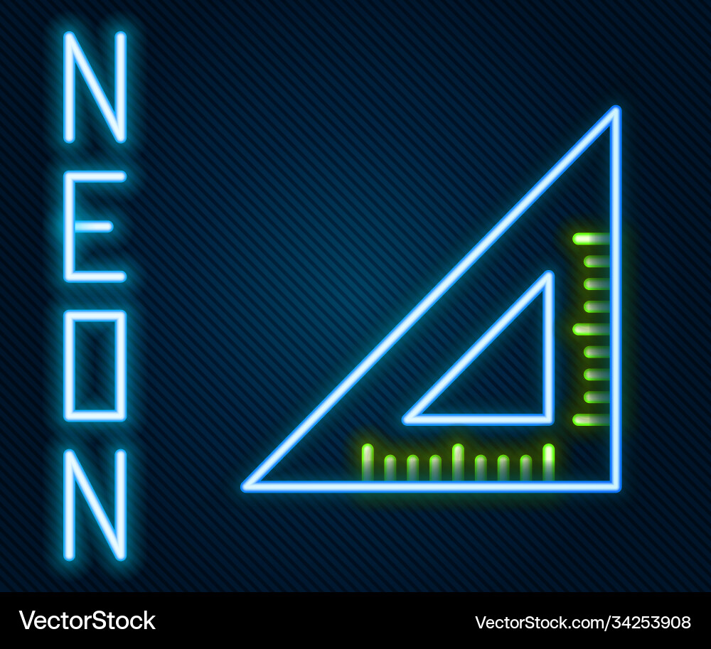 Glowing neon line triangular ruler icon isolated Glowing neon line triangular ruler icon isolated vector image