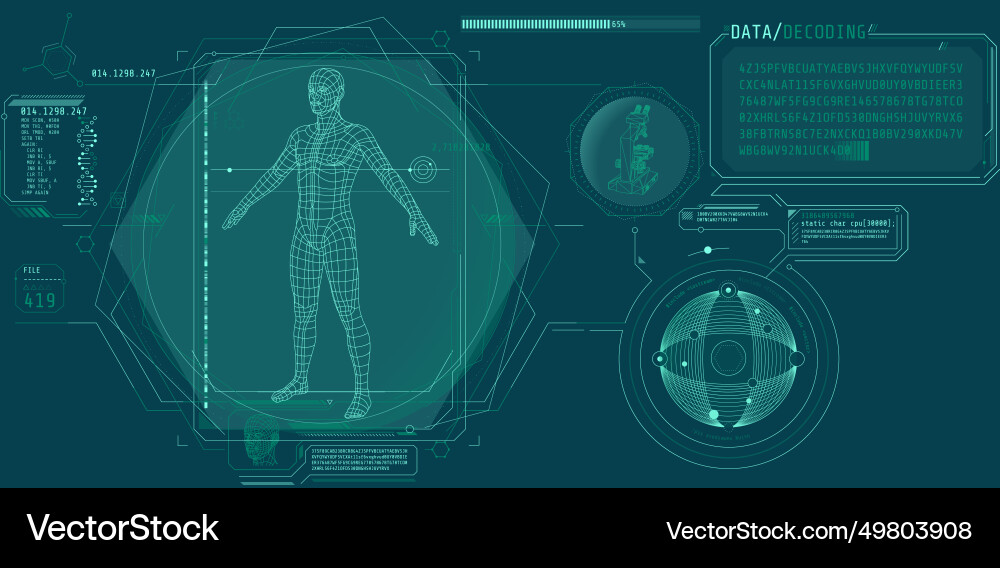 Medical research futuristic interface screen Medical research futuristic interface screen vector image