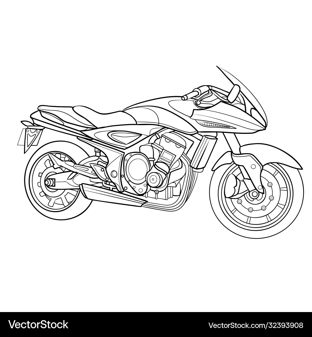Motorrad Skizze Färbung isoliertes Objekt Motorrad Skizze Färbung isoliertes Objekt vektorbild