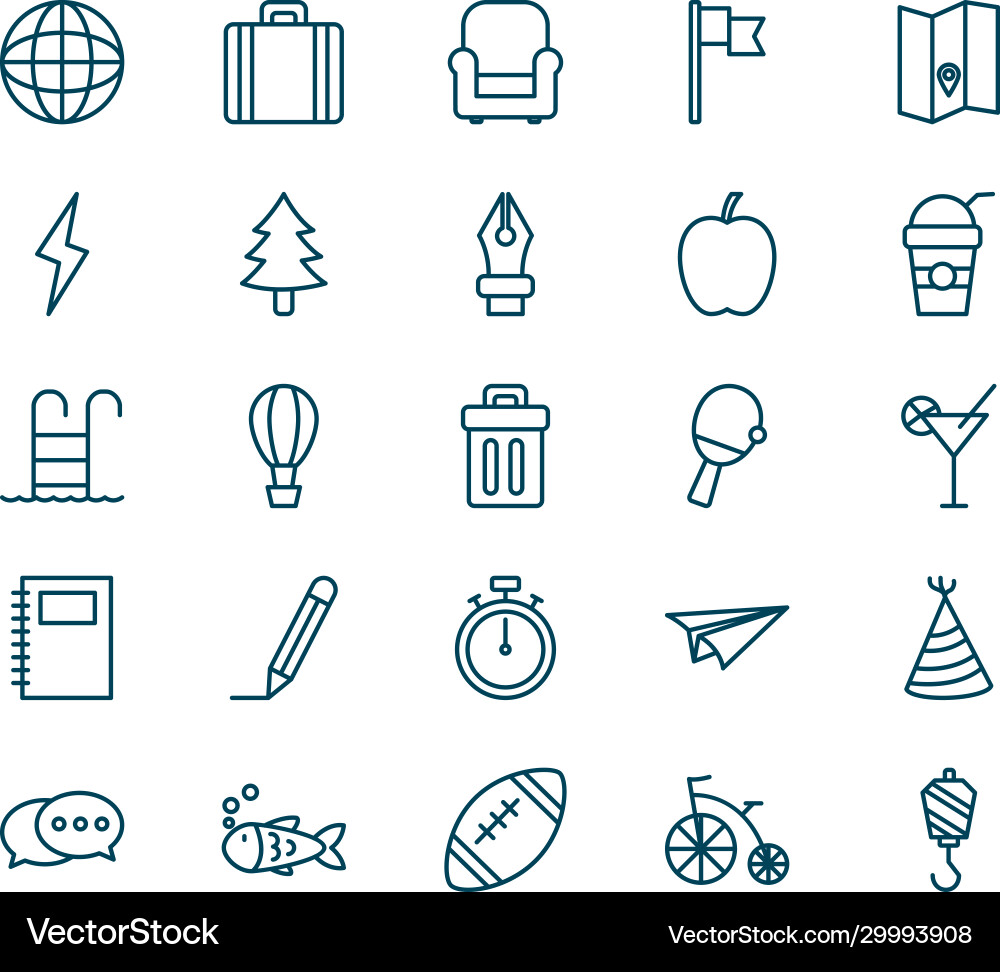 Objects line style icon set design Objects line style icon set design vector image