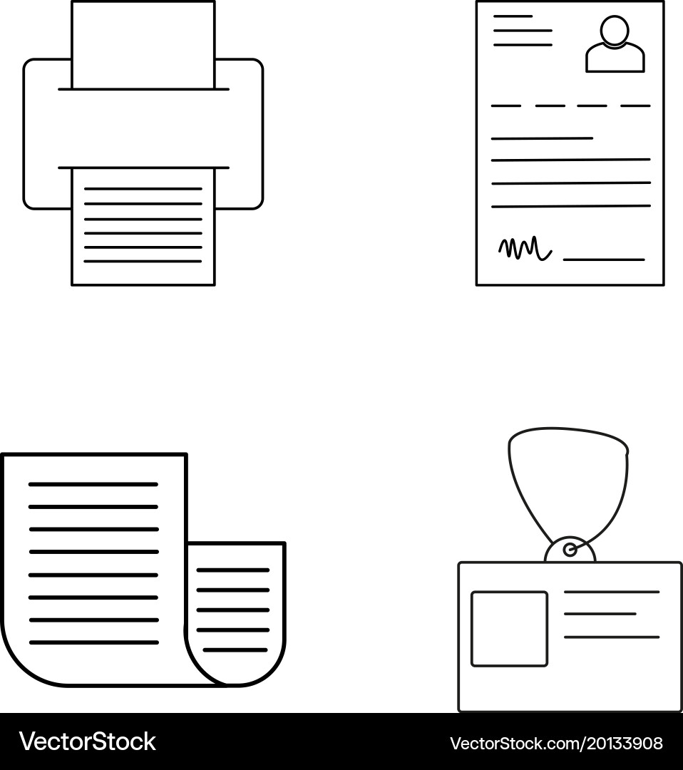 Office simple linear icon setsimple outline icons vector image