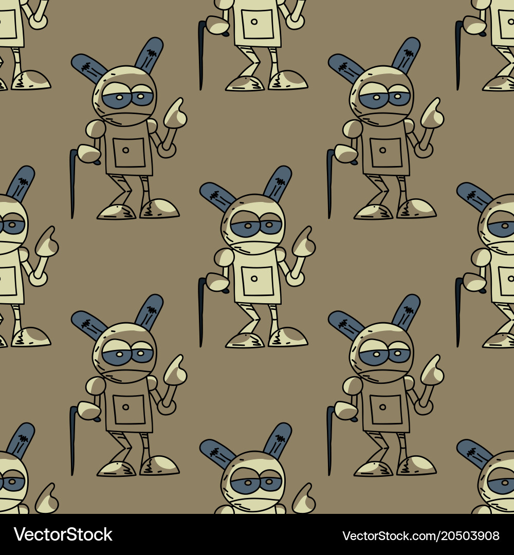 Old robot seamless pattern Vector Image