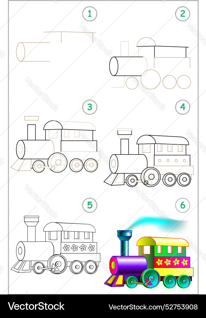 Page shows how to learn step by draw Page shows how to learn step by draw vector image