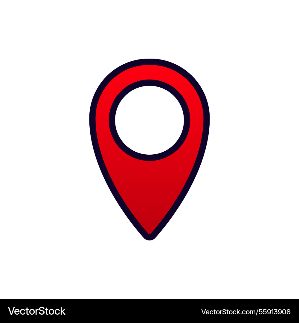 Red map pin icon with circular cutout vector image