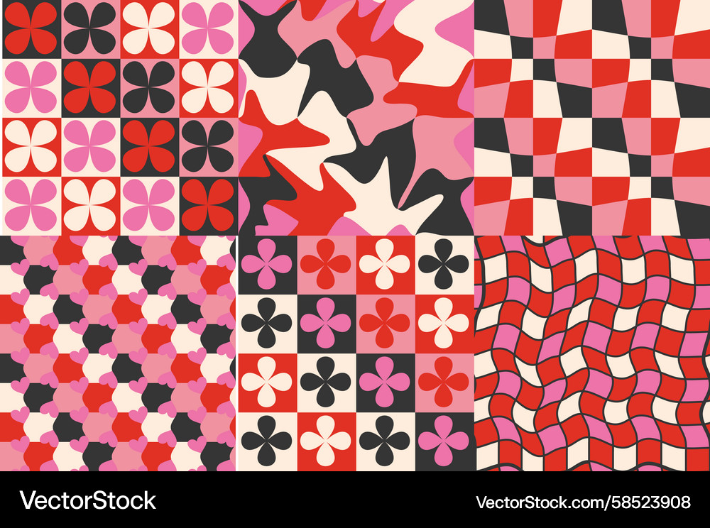 Retro Geometric Psychedelic Patterns Vector Image
