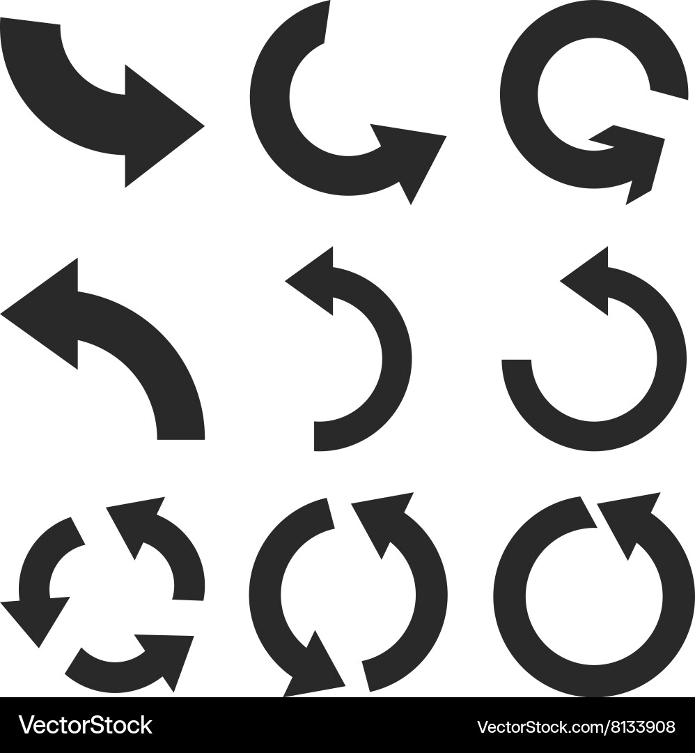 Rotate counterclockwise flat icon set vector image