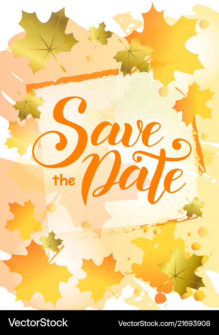 Save the date in orange on background decorated Vector Image