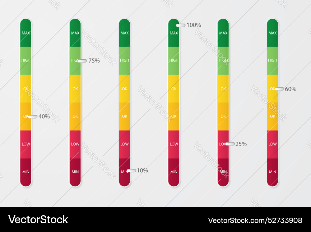 Scale or indicator level meter with colorful vector image