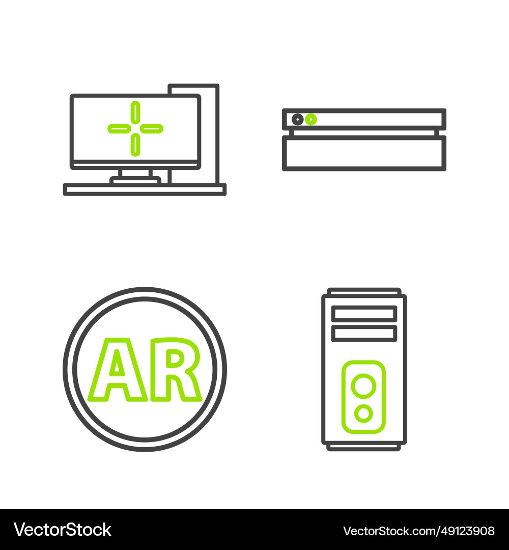 Set line computer ar augmented reality video game Set line computer ar augmented reality video game Vector Image
