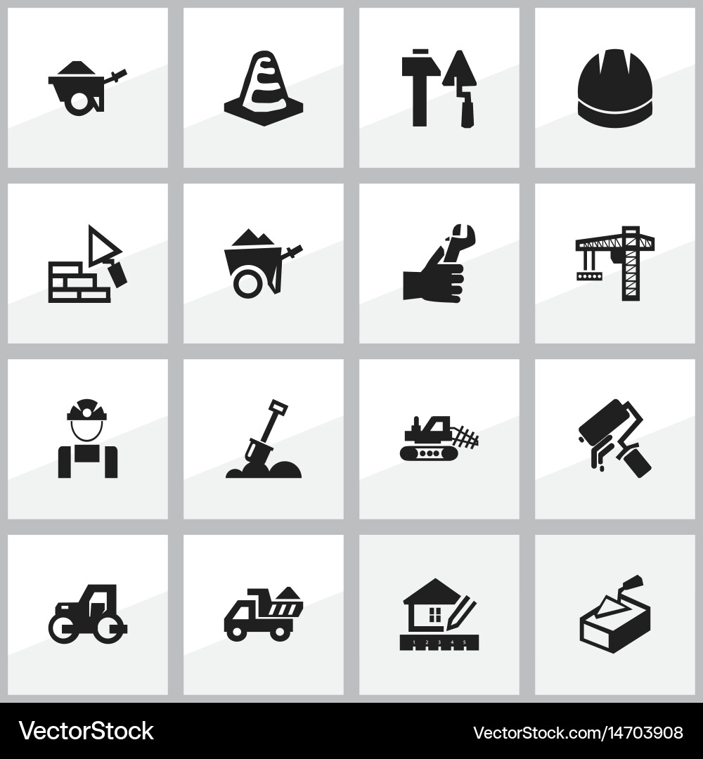Set of 16 editable building icons includes vector image