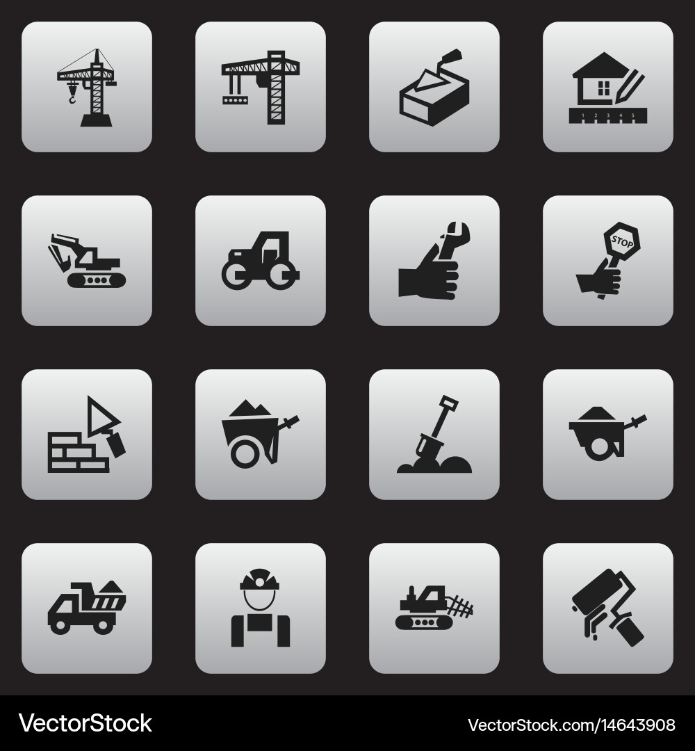 Set of 16 editable structure icons includes vector image