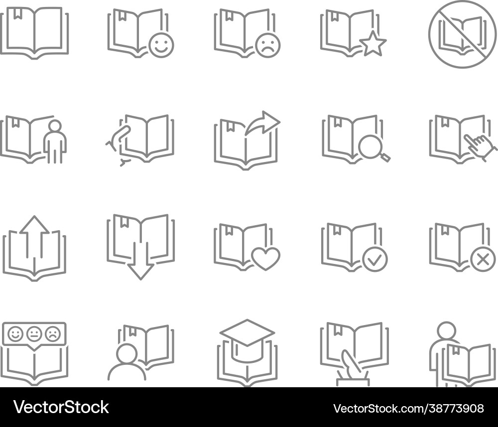 Set open book line icons e-book web library Set open book line icons e-book web library vector image