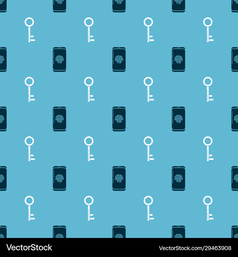 Set smartphone with fingerprint scanner and key Set smartphone with fingerprint scanner and key vector image