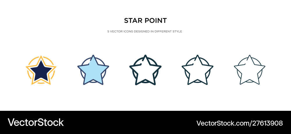 Star point icon in different style two colored vector image
