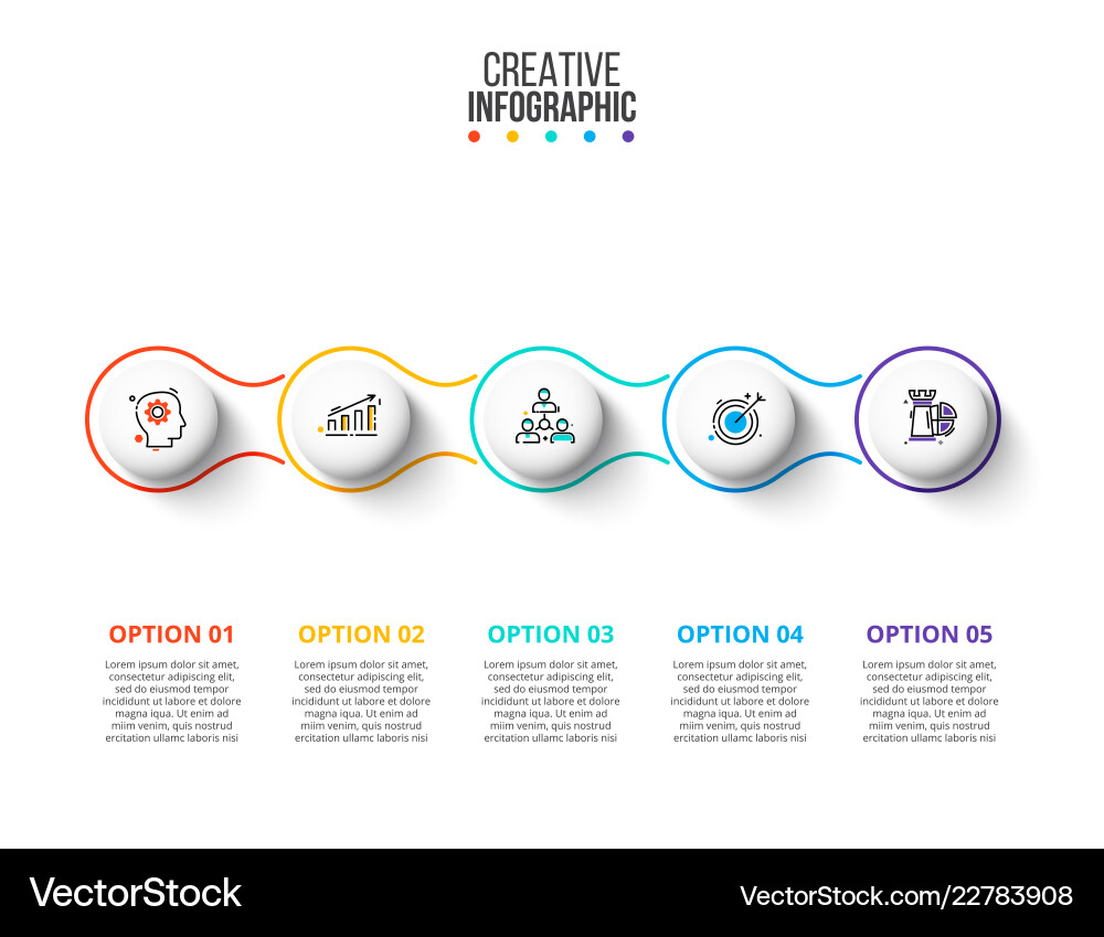 Thin line flat element with circles Thin line flat element with circles vector image
