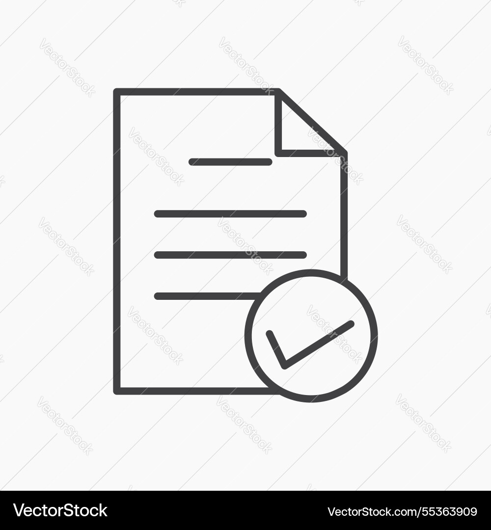 Accept document icon isolated in black line Accept document icon isolated in black line vector image